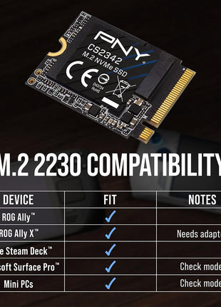 PNY CS2342 2TB Gen4 PCIe NVMe M.2 2230 3D NAND SSD – Up to 7,300/6,000 MB/s – PC/Laptop/Gaming Upgrade – Perfect for Steam Deck, ASUS ROG Ally, MSI Claw – Internal Solid-State Drive M230CS2342-2TB-TB