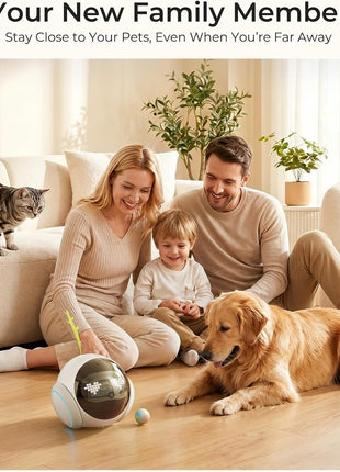 Vivideye Pet Camera 1080P, Movable Robot Security Camera for Dog Cat, Rolling Robot Indoor Camera with Talk,Battery-Operated, Auto-Recharge, Night Vision,SD/Cloud Storage, Pet/Human/Voice Detection
