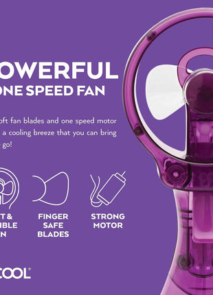 O2COOL Deluxe Handheld Battery Powered Water Misting Fan (Purple)