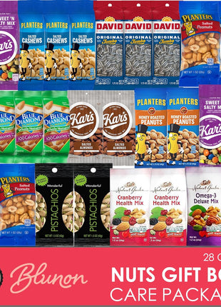 Nuts Snack Packs - Mixed Nuts and Trail Mix Individual Packs - Healthy Snacks Care Package Gift (28 Count)