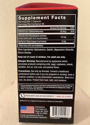 Force Factor Yohimbine Supplement for Men, Yohimbe Bark Extract with Superior Absorption to Enhance Performance, 6mg Yohimbine Bark Pills with Key Natural Ingredients, 30 Count (Pack of 4)
