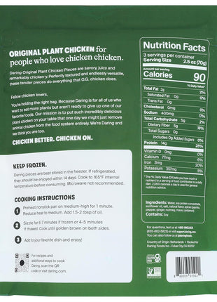 Daring Foods, Frozen, Original Plant Based Chicken Pieces, 8 Ounce
