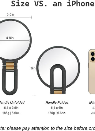 Sifolo 30x Magnifying Mirror, Travel Hand Mirrors with Handle - Double Side Handheld Mirror with 1X 30X Magnification & Adjustable Handle/Stand, Hand Held Foldable Travel Mirror for Makeup(Black)