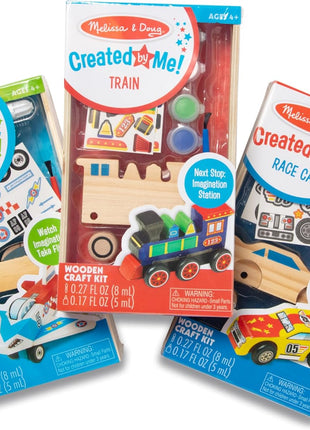 Melissa & Doug Decorate-Your-Own Wooden Craft Kits Set - Plane, Train, and Race Car