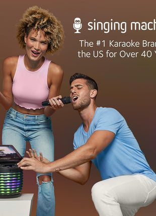 Singing Machine Portable Wireless Microphone (Black) - Premium Unidirectional UHF Wireless Mic for Singing, Speeches & Events - Cordless Mic Compatible with Karaoke Machines, PA Systems & More