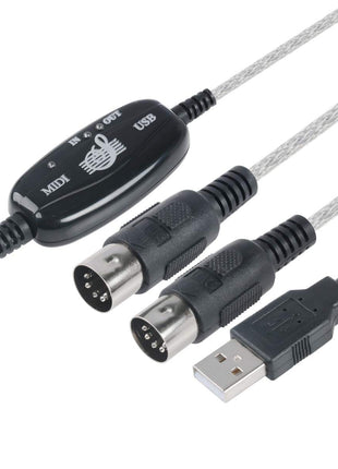 TENINYU USB to MIDI Cable Converter 2 in 1 PC to Synthesizer Music Studio Keyboard Interface Wire Plug Controller Adapter Cord 16 Channels Supports Computer Laptop Windows and Mac
