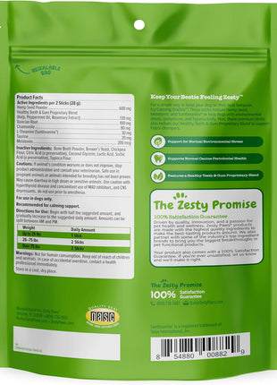 Zesty Paws OraStix for Dogs - Calming Dental Sticks for Stress with Hemp Melatonin Chamomile Dog Healthy Teeth and Gums Calm Composure for Fireworks and Thunderstorms - 25oz (Pack of 2)