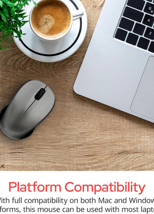 Verbatim 2.4G Wireless LED Silent Mouse - Noiseless and Silent Click Computer Mouse with Nano Receiver for Mac and PC - Graphite