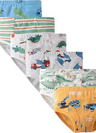 Boboking Little Boys Briefs Dinosaur Truck Toddler Kids Underwear (Pack of 6) 5/6Y