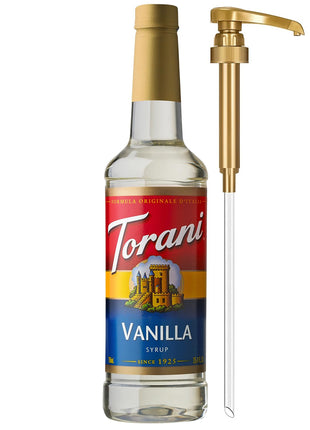 Torani Coffee Syrup, Vanilla Flavored Syrup for Drinks, Pump Included, 25.4 Fl Oz