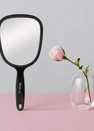 Diane Standard 1X Magnification Hand Mirror, Single Sided Hand Held Mirror with Handle for Salon, Barber, Grooming, Vanity, Shaving, and Travel, Medium, 5 inch x 11 inch, Black