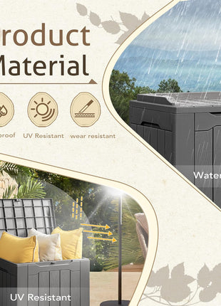 Flamaker Deck Box 31 Gallon Waterproof Resin Small Deck Box with Lid, Indoor Outdoor Package Delivery Box, Organization and Storage for Patio Furniture, Garden Tools, Outdoor Cushions (Grey)
