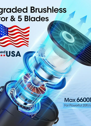 2025 AI Portable Fan Rechargeable, 4 Speeds 6600RPM Strong Airflow, Personal Waist Fan with up to 25H of Working Time, Hands Free Hanging Neck Fan, Wearable Belt Fan for Camping, Outdoor, Jobsite