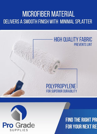 Pro Grade Paint Roller Kit, Paint Brushes, 4" & 9" Roller Covers for Walls | 10-piece set includes 2 frames & tray | Interior & exterior | Ceilings & trim | Smooth to semi-rough surfaces