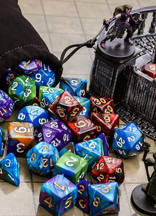 CiaraQ Polyhedral Dice Set - DND Role Playing Dice | Acrylic RPG Dice for Dungeons and Dragons MTG Table Games, Multi-color, 35pcs