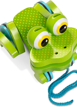 Melissa & Doug First Play Frolicking Frog Wooden Pull Toy