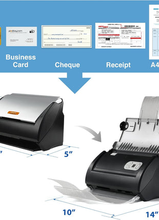 Plustek PS186 Desktop Document Scanner, with 50-Pages Auto Document Feeder (ADF). for Windows 7/8 / 10/11 (Intel/AMD only)