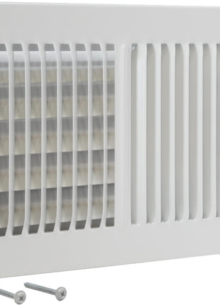 EZ-FLO 10 x 6 Inch (Duct Opening) Air Vent Cover for Wall or Ceiling, Two-Way Ventilation Register, Solid Steel HVAC Register Cover, White, 61610