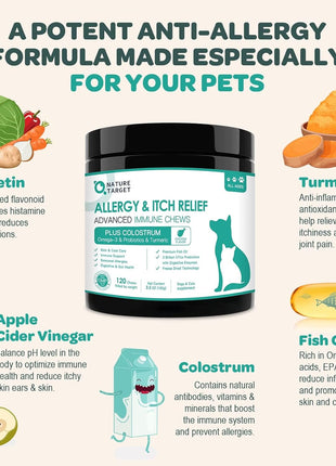 NATURE TARGET Dog Allergy Relief & Probiotics for Dogs 180 Bites