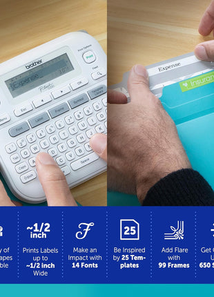 Brother P-Touch PTD220 Home/Office Everyday Label Maker | Prints TZe Label Tapes up to ~1/2 inch White