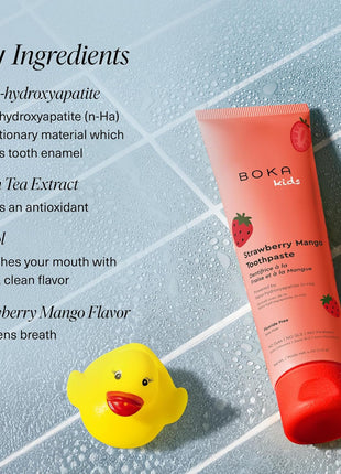 Boka Kids Toothpaste - Fluoride Free Nano Hydroxyapatite Toothpaste | Kids Oral Care - Strawberry Mango - 4 Oz, 1PK