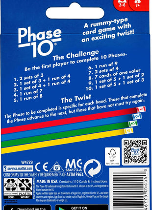 Mattel Games Phase 10 Card Game with 108 Cards, Great Game for Kids, Family or Adult Game Night, Ages 7 Years and Older