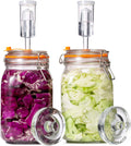 JILLMO Fermentation Jar, 1.5 Liter Glass Fermenting Jar with Fermenting Weights and Airlocks, Pack of 2