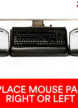 3M Keyboard Tray with Adjustable Keyboard and Mouse Platforms, Turn Knob to Adjust Height and Tilt, Swivels and Stores Under Desk, Gel Wrist Rest and Precise Mouse Pad, 17.75" Track, Black (AKT80LE)
