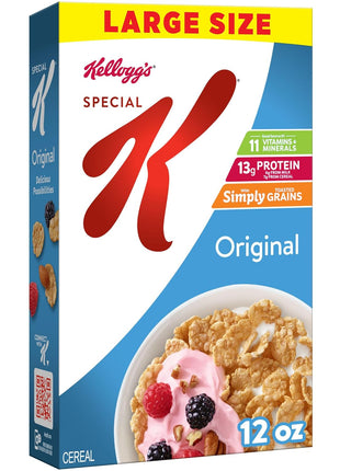 Kellogg's Special K Breakfast Cereal, Family Breakfast, Fiber Cereal, Large Size, Original, 12oz Box (1 Box)