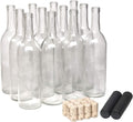 North Mountain Supply 750ml Glass Bordeaux Wine Bottle Flat Bottomed Cork Finish   with #8 Premium Natural Corks & PVC Shrink Capsules   Case of 12
