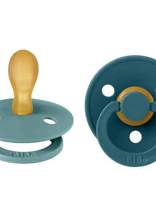 BIBS Pacifiers Colour Collection | Natural Rubber Baby Pacifier | Set of 2 BPA-Free Soothers | Made in Denmark | 0+ Months (Pack of 2) | Dusty Blue/Steel Blue