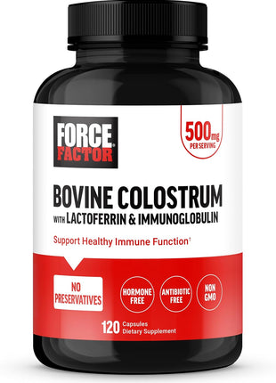 Force Factor Bovine Colostrum Capsules Supplement | with Immunoglobulin and Lactoferrin, Supports Gut Health & Immune Health, 120 Capsules