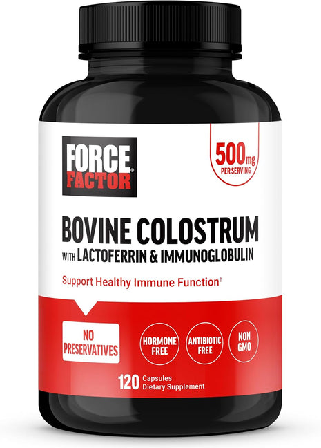 Force Factor Bovine Colostrum Capsules Supplement | with Immunoglobulin and Lactoferrin, Supports Gut Health & Immune Health, 120 Capsules
