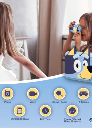 Bluey Kids Camera with SD Card, Digital Camera with Video Recording