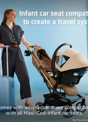 Maxi-Cosi Oxford Cabin Lightweight Travel Stroller for Airplane Flights, Portable Stroller for Family Travel, Truffle