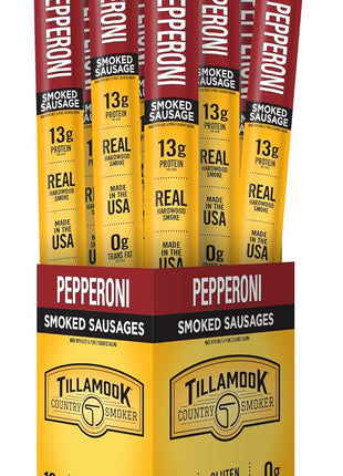 Tillamook Country Smoker Real Hardwood Smoked Sausages, Pepperoni, 1.44 Ounce, 24 Count