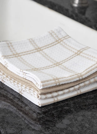 T Fal Premium Waffle Dish Cloths: Highly Absorbent, Super Soft Long Lasting   100% Cotton, 12 inchx13 inch Flat Waffle Dish Towel for Cleaning & Drying Dishes, (4 Pack), Sand