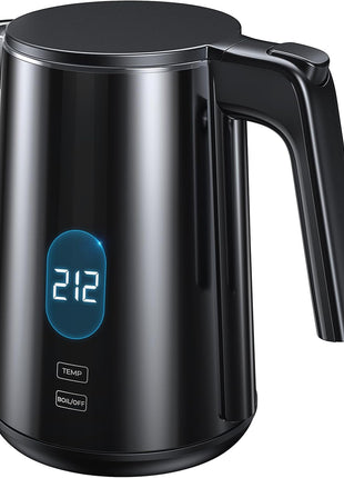 Electric Kettle 1.0L 1200W, 7 Temp Settings, 4H Keep-Warm, Fast-Boil Stainless Steel Electric Tea Kettle, 120V Water Boiler with Auto-Shut Off, Cool Touch PP Exterior for Home Office, Black