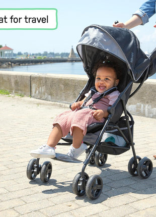 Ingenuity 3D Mini Convenience Stroller – Lightweight Stroller with Compact Fold, Multi-Position Recline, Canopy with Pop Out Sun Visor and More – Umbrella Stroller for Travel and More, Gray