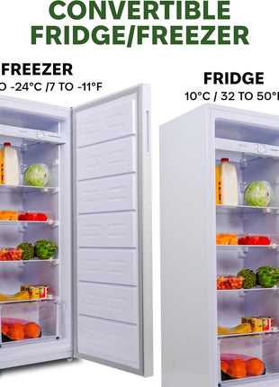 Hamilton Beach HBFRF6892-WHITE HBFRF6892 Upright Convertible Fridge/Freezer-Reversible Door-Removable Glass Shelves-Adjustable Controls-6.8 cu ft, White