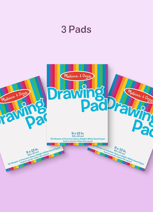 Melissa & Doug Drawing Paper, Sketch Pad, 3-Pack Bundle for Coloring, Writing or Painting (9 x 12 inches) - 50 Sheets Each, Kids Drawing Pad & Art Supplies for Kids Ages 3+ - FSC Certified