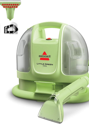 BISSELL Little Green Mini Portable Carpet and Upholstery Deep Cleaner, Car/Auto Detailer, with HydroRinse Self Cleaning Tool and 4 inch Tough Stain Tool, Tea Green, 4075