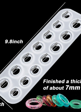 Resin Ring Molds Silicone, Silicone for Epoxy Resin, 14 Sizes with Round and Rhombic Faces Making Rings, Earrings, Pendants, Crafts Christmas Gifts