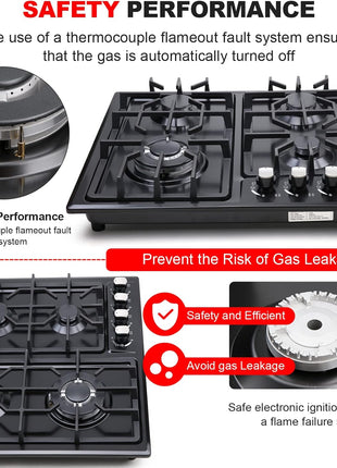 FORIMO Gas Cooktop 22Inch,Built in Gas Cooktop 4 Burners Stainless Steel Stove with NG/LPG Conversion Kit Thermocouple Protection and Easy to Clean