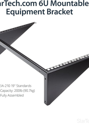 StarTech.com 6U Wall Mount Patch Panel Bracket – 19 in – Steel - Vertical Mounting Bracket for Networking and Data Equipment , TAA (RK619WALLV)