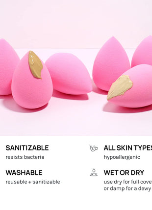 AOA Studio Collection makeup Sponge Set Latex Free and High-definition Set of 6 makeup Wonder blender For Powder Cream and Liquid, Super Soft Wonder Beauty Cosmetic