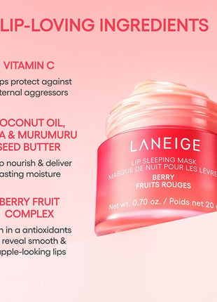 LANEIGE リップスリーピングマスク&トッパー 保湿韓国リップトリートメントマスク おそろいのトッパー付き アプリケーターへらをホールド|シアバター ビタミンC & ムルムル 抗酸化物質|韓国スキンケア