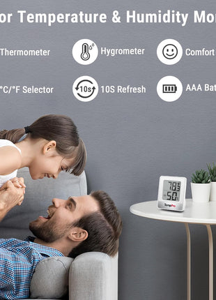 TempPro TP49 Digital Hygrometer Indoor Thermometer Humidity Meter Room Thermometer with Temperature and Humidity Monitor Mini Hygrometer Outdoor Thermometer (Previously ThermoPro)
