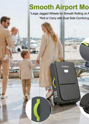 Stroller Travel Bag for Airplane,Compatible with UPPAbaby Vista V1/V2/V3,Cruz V1/V2/V3, Padded Gate Check Stroller Bag with Large Jagged Wheels, Reinforced Bottom, External Pocket (Grey)