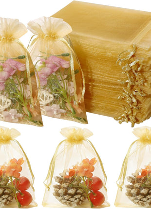 Hopttreely 100PCS Premium Sheer Organza Bags, White Wedding Favor Bags, 4x4.72 Jewelry Gift Bags for Party, Jewelry, Christmas, Festival, Bathroom Soaps, Makeup Organza, Wrapping Supplie